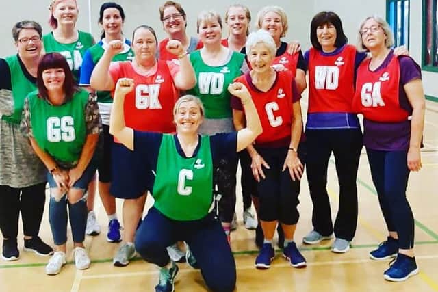 Gill with some of Hartlepool's Walking Netball All Stars Team.