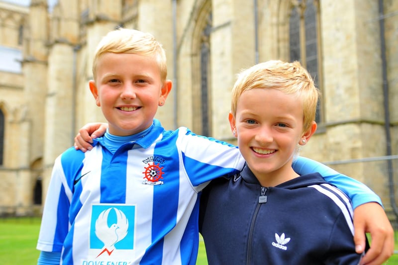 Young Pools supporters at York Minster .Photograph by FRANK REID