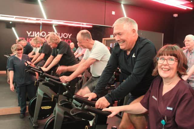 Janine O'Rourke with heart patient Mike Ritchie at Highlight in Hartlepool.