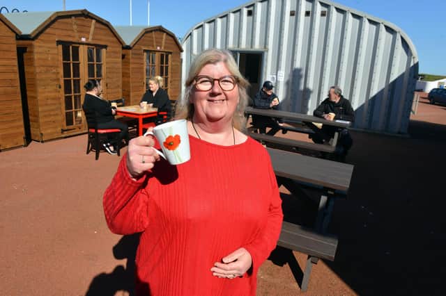 Heugh Battery Museum manager Diane Stephens reopens the museum cafe with its outdoor seating area.