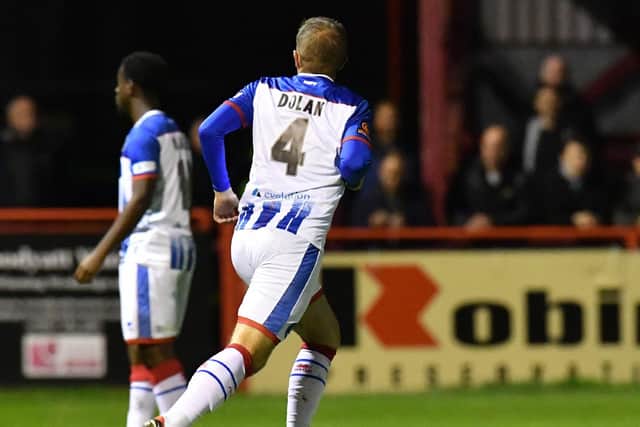 Matt Dolan is a doubt for Hartlepool United to face Boreham Wood after missing the defeat against Dorking Wanderers.