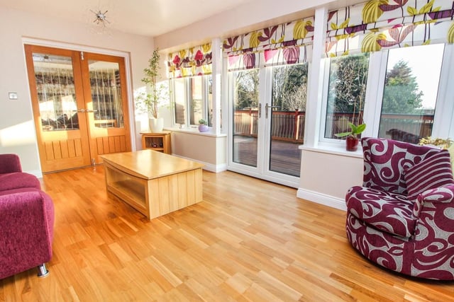 Ideal for relaxing during the summer months, this bright and airy room overlooks the garden and features double glazed windows to the sides and rear, with access to the decking area.