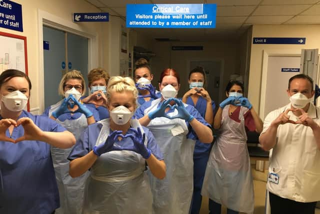 Cath's colleagues in ITU, pictured with PPE.