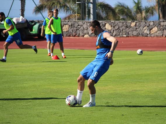 New signing Padraig Amond pictured training in Tenerife. PIcture: HUFC