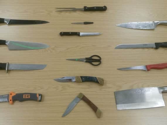 Some of the blades handed in during a knife amnesty.