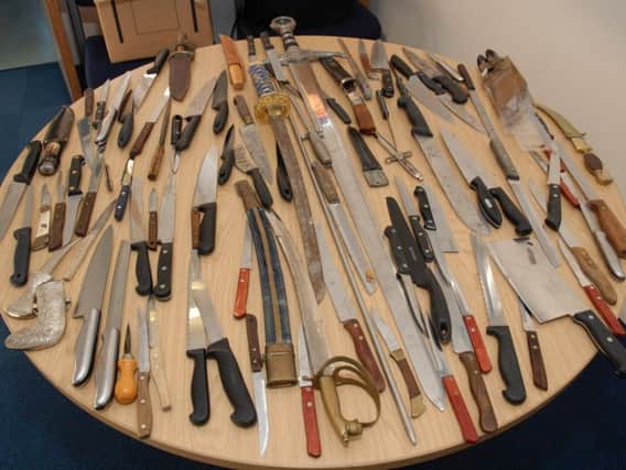 The knives collected by police during the recent campaign.