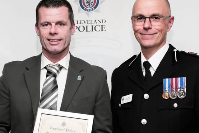 Insp Phil Spencer with Chief Constable of Cleveland Police, Iain Spittal.