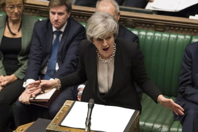 Prime Minister Theresa May as she addresses the house during the debate on Section 13 of the European Union Withdrawal Act, in the House of Commons. Picture: UK Parliament/Mark Duffy/PA Wire.