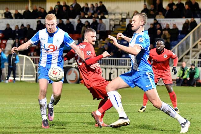 Conor Newton's (right) days at Hartlepool United look numbered (Shutterpress).