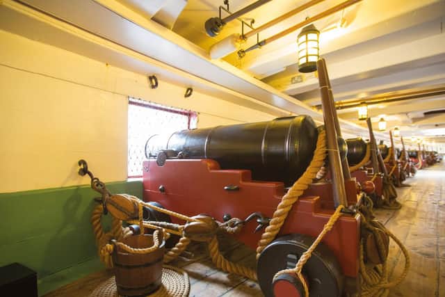 Cannons can be found on the HMS Trincomalee.