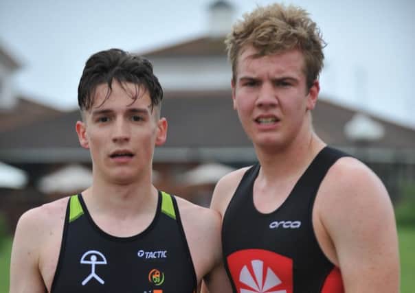 Big Lime Aquathon winner Matty Phillips, right, and second placed Christian Brown.