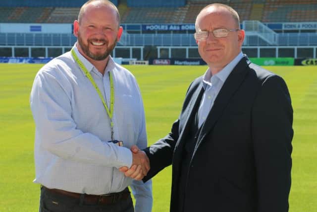 East Durham College's Jim Blower and Pools Chief Executive Mark Maguire.