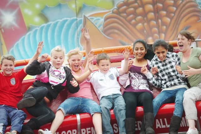 Having fun on the rides at Peterlee Carnival ten years ago.