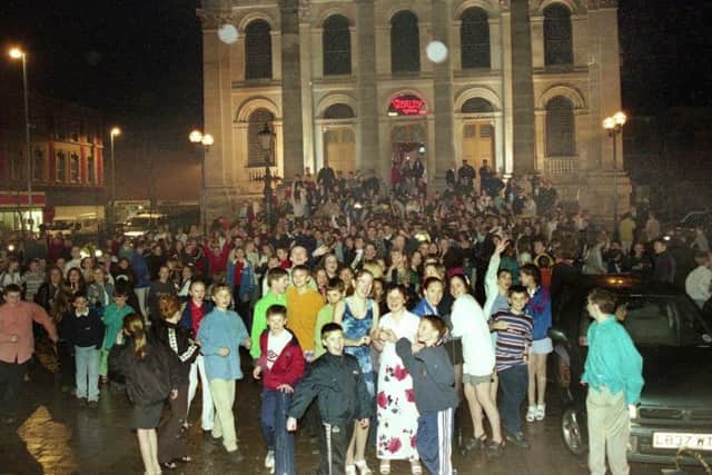 A 1998 picture of hundreds of youngsters gathered outside the former Wesley nightclub, in Hartlepool, before one of the venue's popular junior discos.