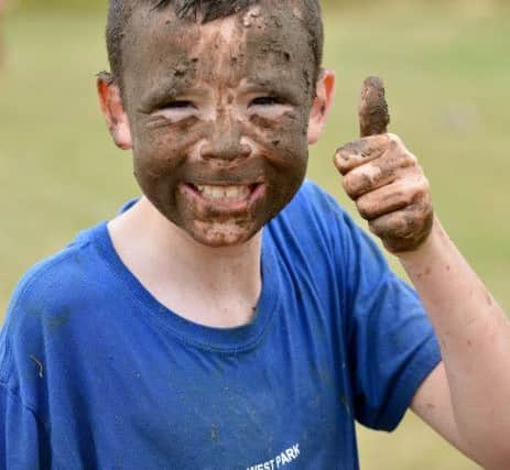 High Tunstall College of Science pupil Ewan Calvart after  taking part in the muddy challenge event. Picture by Frank Reid