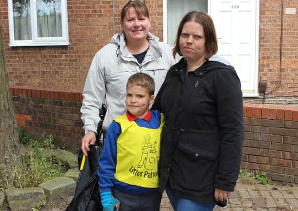 Luke Smart with mum Emma (right) and Irene Cross from Hartlepool Borough Council.
