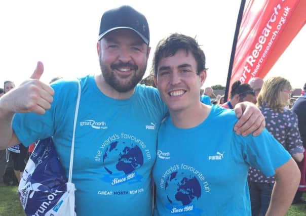 Alice House Hospice runners Greg Hildreth (Left) and Lee Dodgson at a previous Great North Run