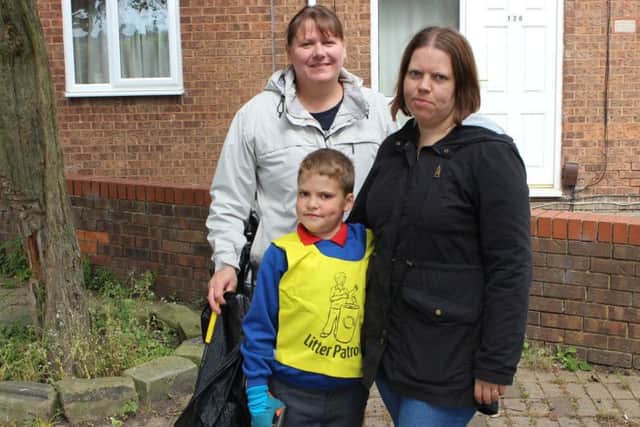 Luke Smart with mum Emma, right, and Irene Cross from Hartlepool Borough Council.