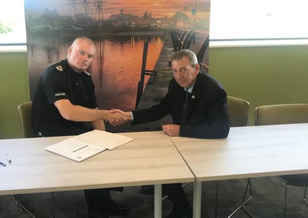 Cleveland Police Chief Constable Mike Veale (left) met with MP Mike Hill.