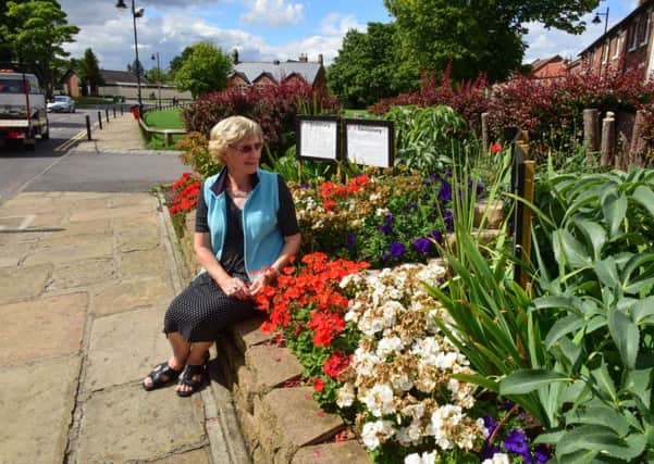 Ann Murray with the Greatham Northumbria in Bloom displays. RAF 100 birthday