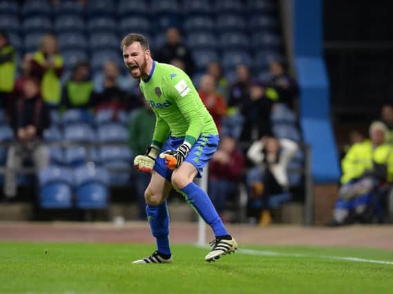 Andy Lonergan in action for Leeds last season.