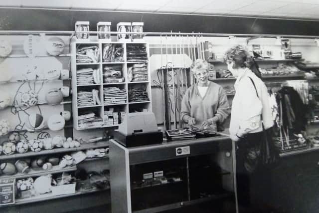 Here's a scene inside Alan Ainsley Sports, in Park Road, in 1988.