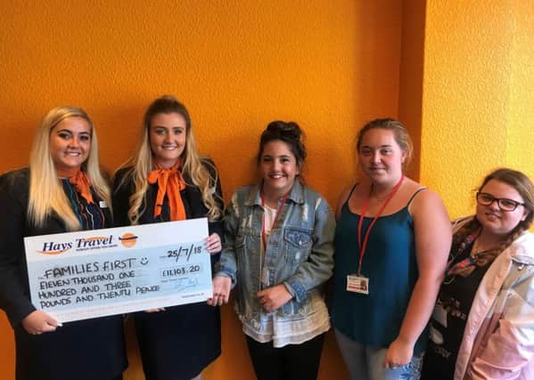 From left: Hays Travel Hartlepool staff Alice Queen and Libby Palmer and Families First North East support workers Hannah Gunn, Amber James-Kyle and Samantha Bates.