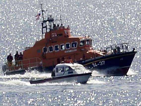 Hartlepool RNLI's  all weather lifeboat escorting the vessel back to Hartlepool. Photo by Tom Collins/RNLI.
