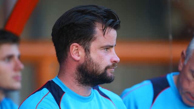 Hartlepool United manager Matthew Bates during the  match against Braintree Town.
