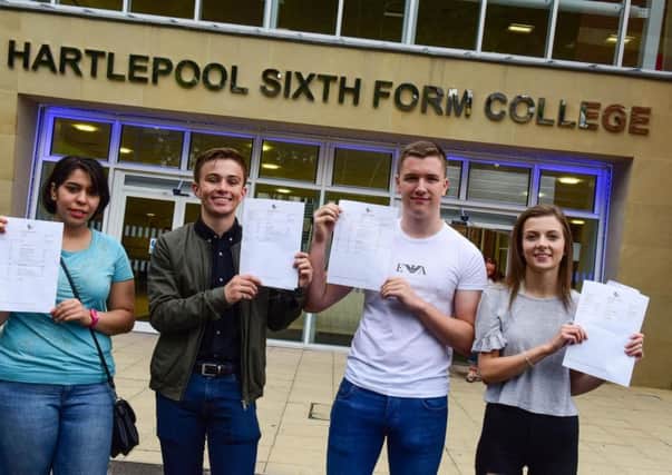 Hartlepool Sixth Form College students celebrate their results.
