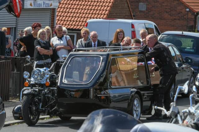 Funeral of motorbike lover Raymond Little.