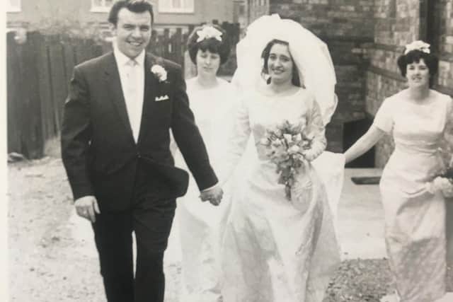 Keith Fisher with wife Elaine on their wedding day on May 25, 1966.