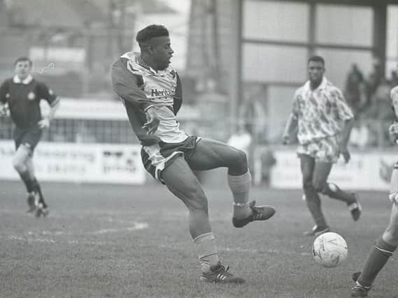 Lenny Johnrose in action for Hartlepool United against Brighton in May 1993.