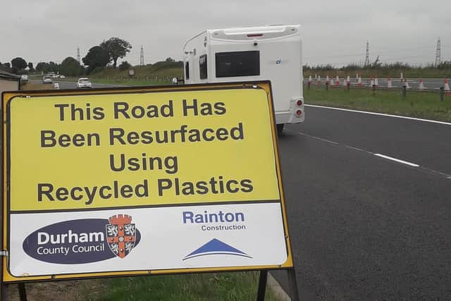The A689 between Hartlepool and Sedgefield has been made using plastic.