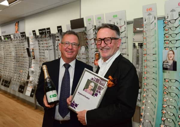 Harry Cole with retail director of Specsavers Hartlepool, Ian Walker