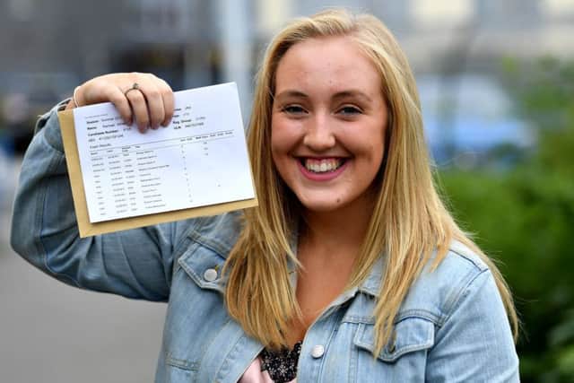 Rachael White (head girl) with her GCSE results at St Hild's Church of England School.