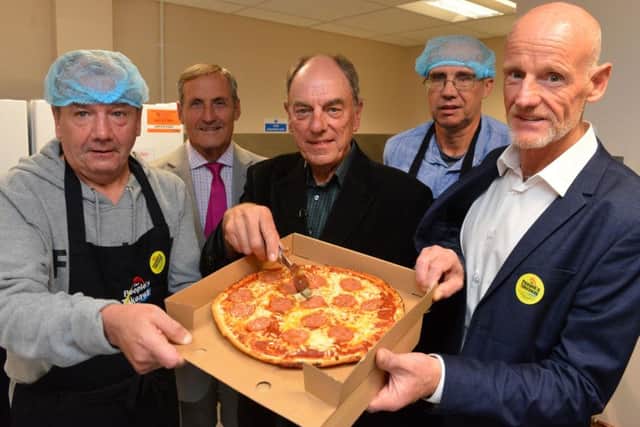 Actor Alun Armstrong launching new People's Takeaway by East Durham Trust with, from left, volunteer David Barry, Chair of Trustees Alan Miller, volunteer Stephen Simon and East Durham Trust CEO Malcolm Fallow