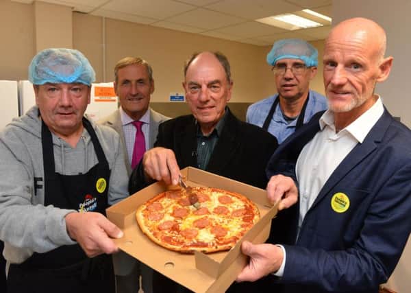 Actor Alun Armstrong launching new People's Takeaway by East Durham Trust with, from left, volunteer David Barry, Chair of Trustees Alan Miller, volunteer Stephen Simon and East Durham Trust CEO Malcolm Fallow