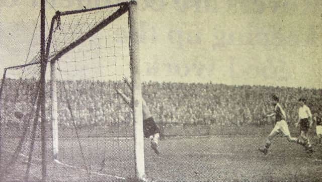 Action from the West Boys match with Chesterfield in 1953.