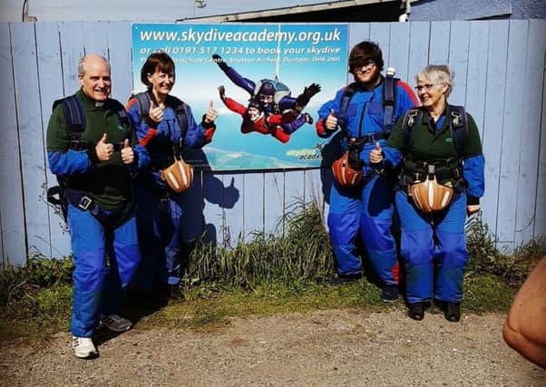From left: Clive Hall, Angela Carrick, Ben Hall and Susan Atkinson who did a tandem skydive for Hartlepool Foodbank
