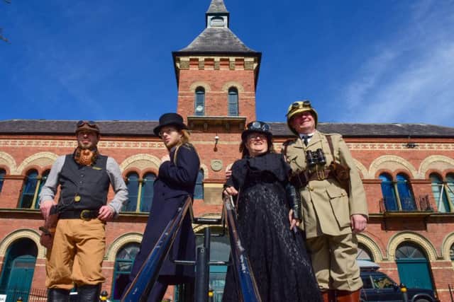 Hartlepool's first Steampunk festival took place over the weekend at The Borough Hall and the Heugh Battery. Steampunk enthusiasts The Lowther family l-r Martin, Peter, Penny and Derek