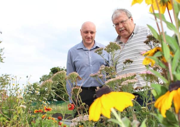 Damian Pearson (left) from County Durham Housing Group with Michael Welsh from Easington Community Garden.