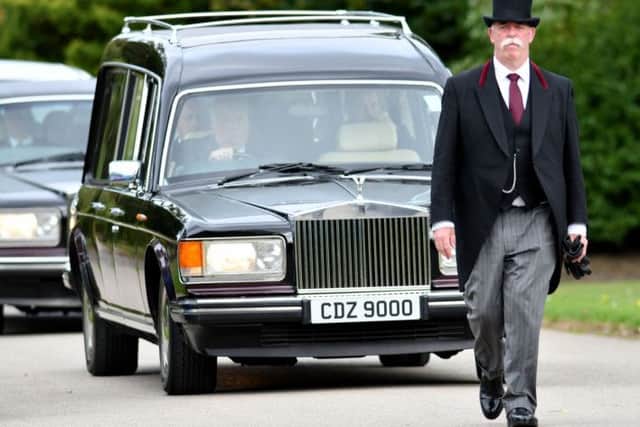 Tommy Fletcher's cortege arrives at Stranton Crematorium for his funeral service Stranton Crematorium. Picture by FRANK REID