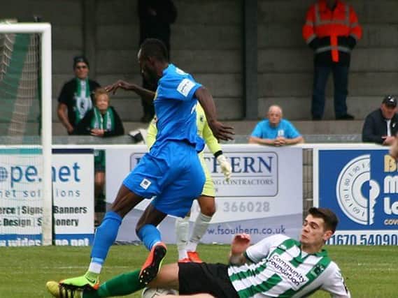 Aaron Cunningham in action for Blyth Spartans.