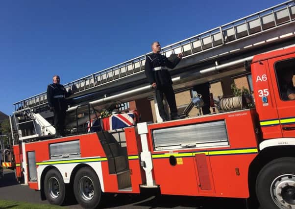 Eric Priest's coffin was draped in a Union Jack flag and carried to his funeral at St Luke's Church on a fire tender