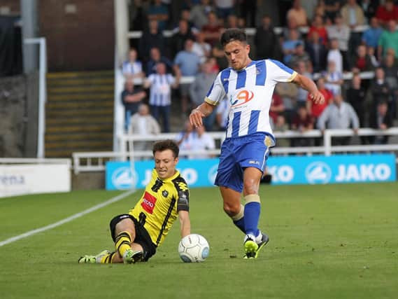 Ryan Donaldson in action earlier this season against top of the table Harrogate Town.