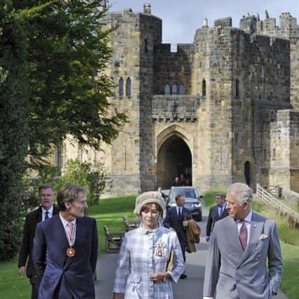 HRH Prince Charles at the start of his visit to The Alnwick Garden, accompanies by the Duke and Duchess of Northumberland. Picture by Jane Coltman.