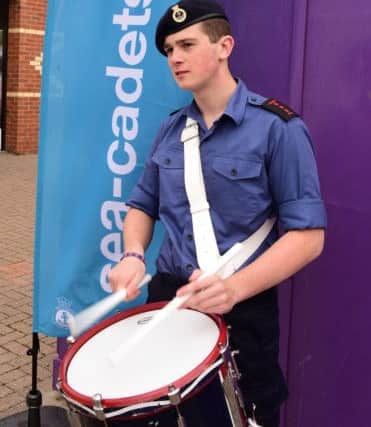 Hartlepool Sea Cadets held an Open Day on Saturday as part of their 80th anniversary. Able Cadet Nathan Pilcher entertaining visitors with his drumming skills