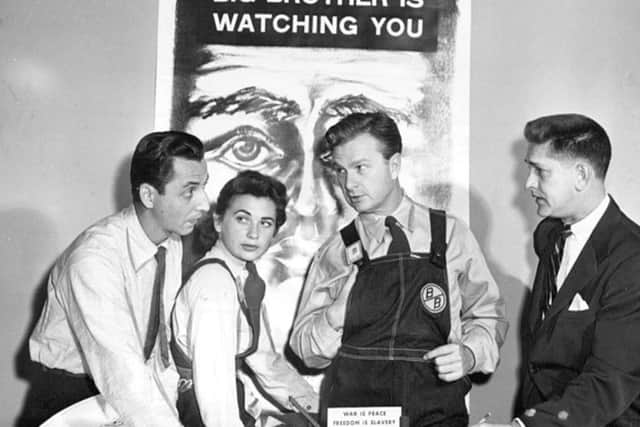 American actors Eddie Albert and Norma Crane publicise the first Orwell screen adaptation, CBS TVs