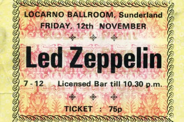 A ticket for Led Zeppelin's Sunderland concert.